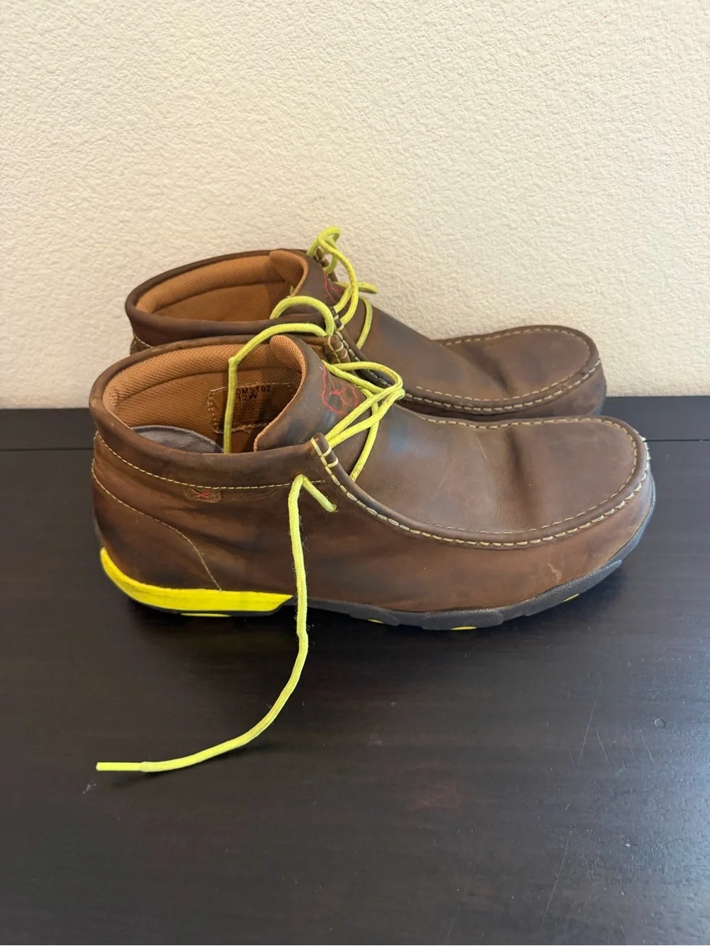 Twisted X Work Chukka Steel Toe Driving Mocks W/ Distressed Saddle Leather